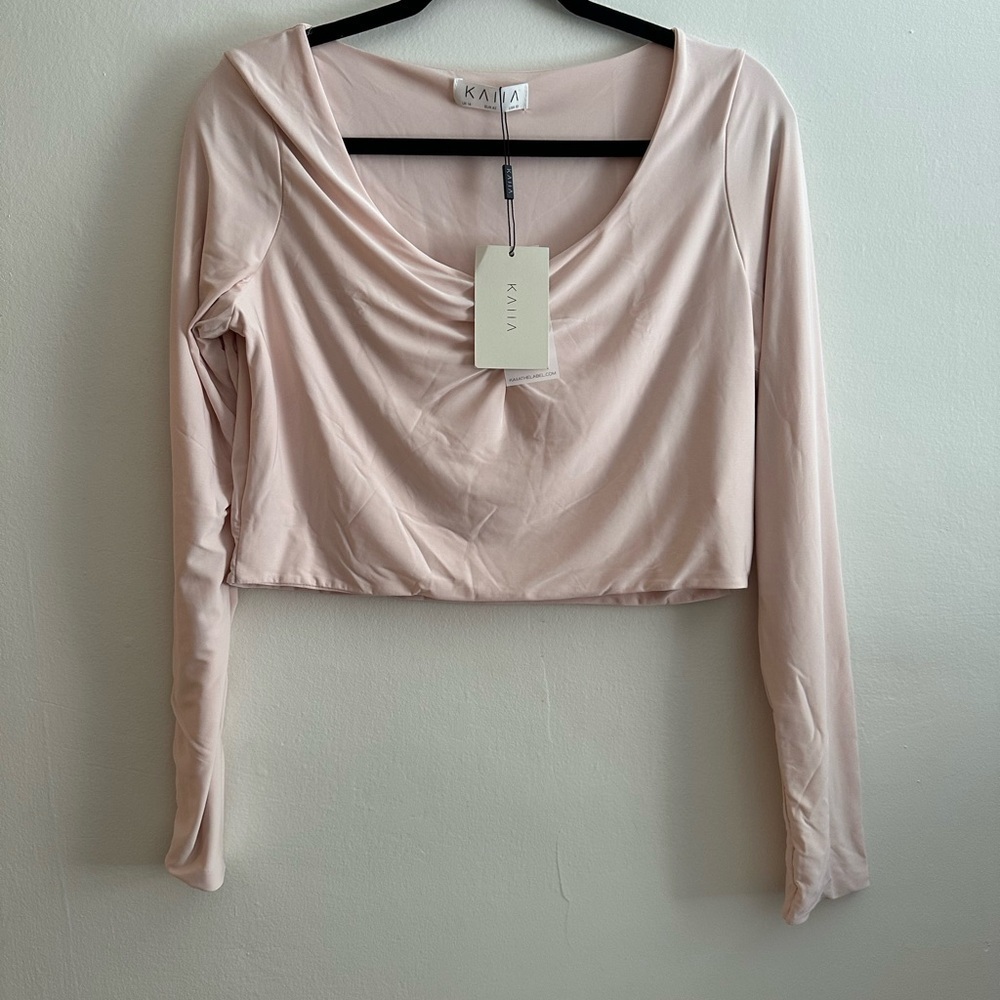 Kaii Soft Pink Long Sleeve Crop Top
